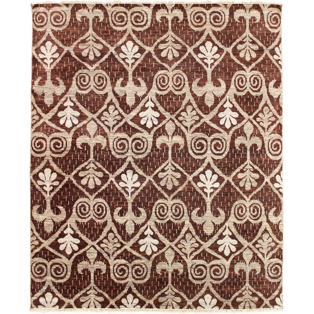 Hand-knotted Douae Brown Rug (8'1 x 9'9)