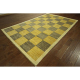 Hand-knotted Earth Tone Checked High KPSI Gabbeh Wool Area Rug (7' x 10')