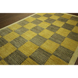 Hand-knotted Earth Tone Checked High KPSI Gabbeh Wool Area Rug (7' x 10')