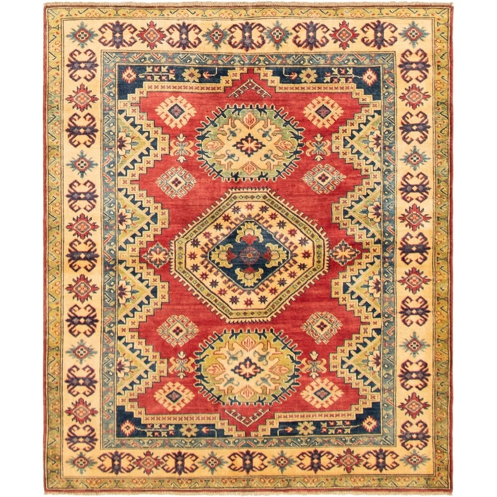 Hand-knotted Finest Gazni Red Rug - ECARPETGALLERY - 5'2 x 6'2