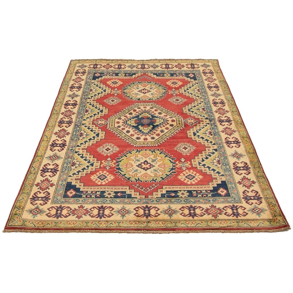 Hand-knotted Finest Gazni Red Rug - ECARPETGALLERY - 5'2 x 6'2