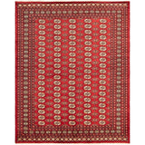 Hand-knotted Finest Peshawar Bokhara Red Rug - ECARPETGALLERY - 8'1 x 10'0