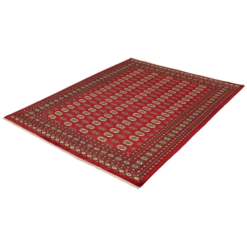 Hand-knotted Finest Peshawar Bokhara Red Rug - ECARPETGALLERY - 8'1 x 10'0