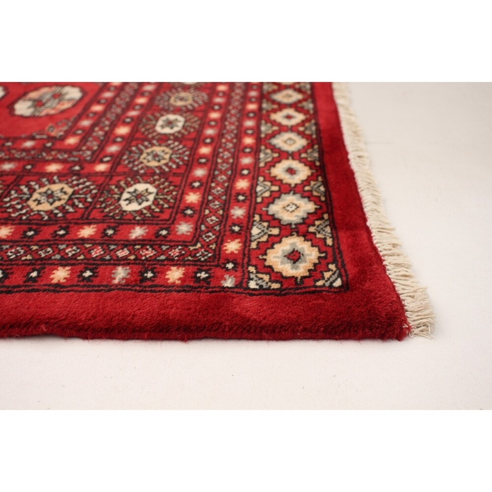 Hand-knotted Finest Peshawar Bokhara Red Rug - ECARPETGALLERY - 8'1 x 10'0