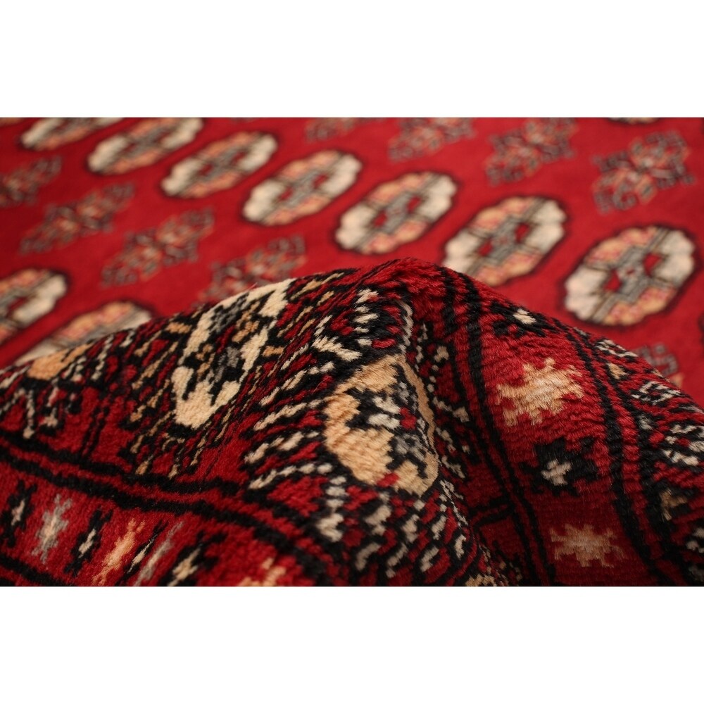 Hand-knotted Finest Peshawar Bokhara Red Rug - ECARPETGALLERY - 8'1 x 10'0