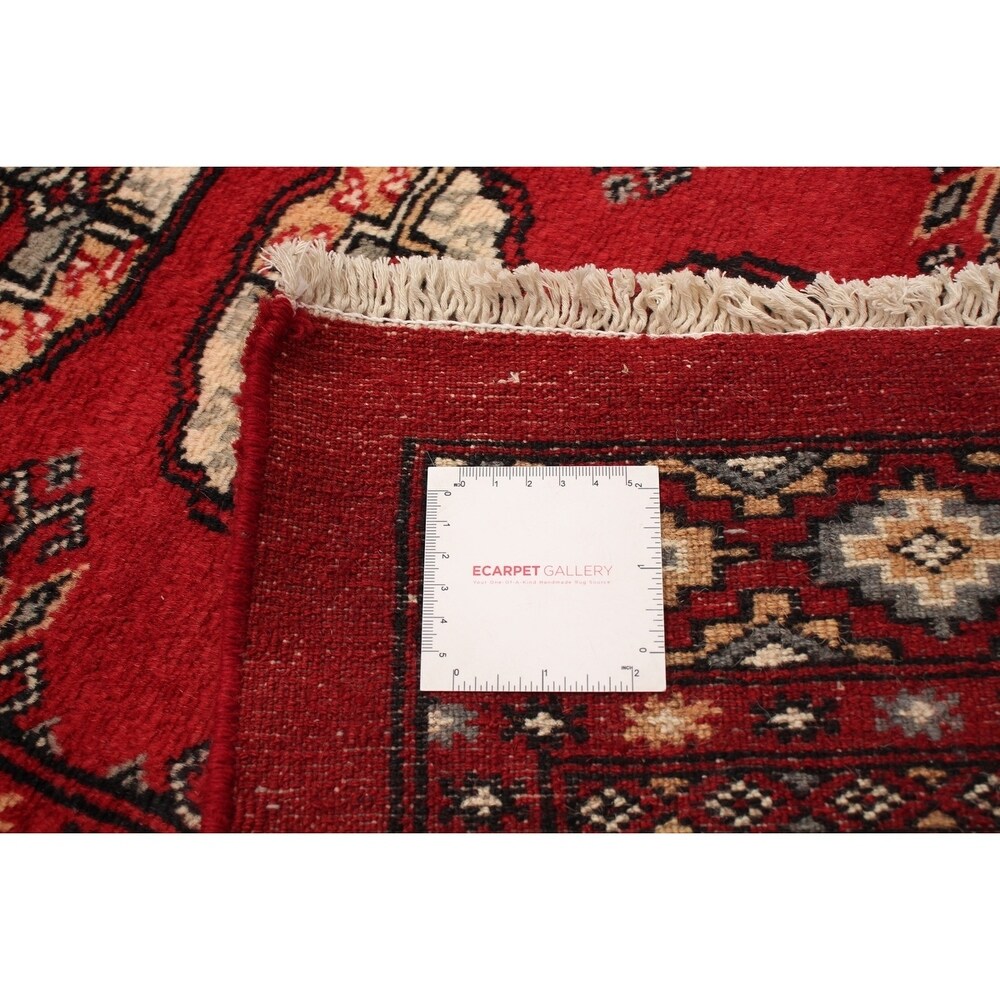 Hand-knotted Finest Peshawar Bokhara Red Rug - ECARPETGALLERY - 8'1 x 10'0