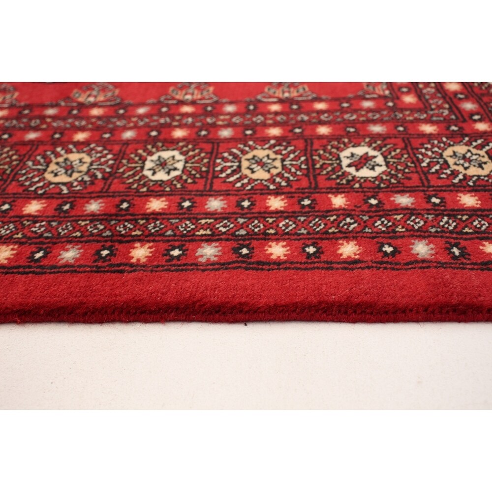 Hand-knotted Finest Peshawar Bokhara Red Rug - ECARPETGALLERY - 8'1 x 10'0