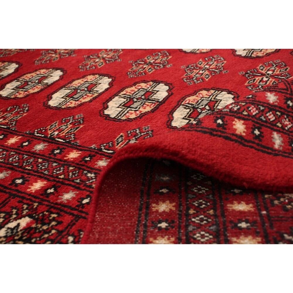 Hand-knotted Finest Peshawar Bokhara Red Rug - ECARPETGALLERY - 8'1 x 10'0