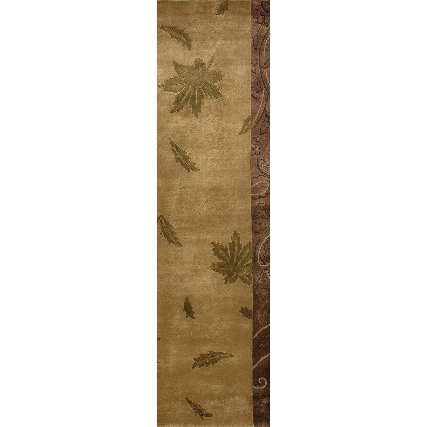 Hand-knotted Floral Karur Collection Semi-Worsted Wool Runner Area Rug - 2'6" x 10' Runner