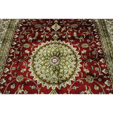Hand-knotted Floral Kashan Wool Blue, Red Area Rug (4' X 6')