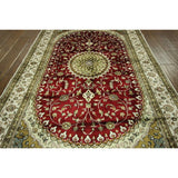 Hand-knotted Floral Kashan Wool Blue, Red Area Rug (4' X 6')