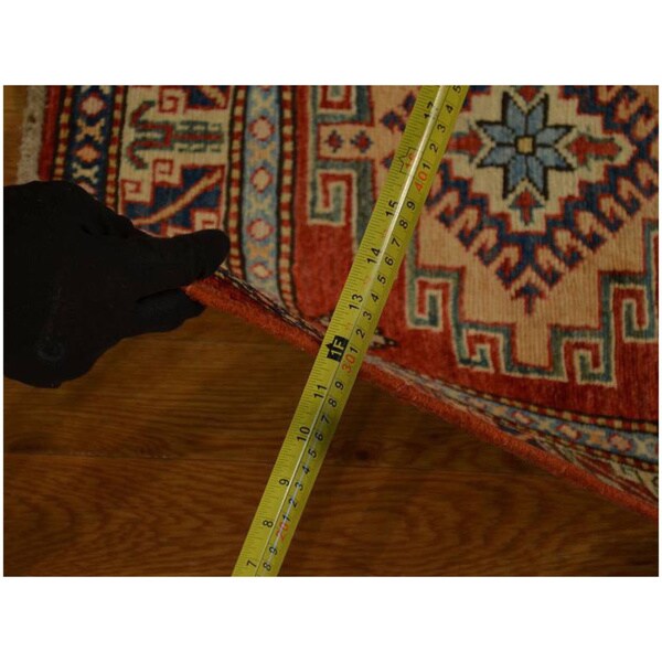 Hand-knotted Geometric Design Super Kazak Rug Wool Area Rug (2'8 x 4'2)