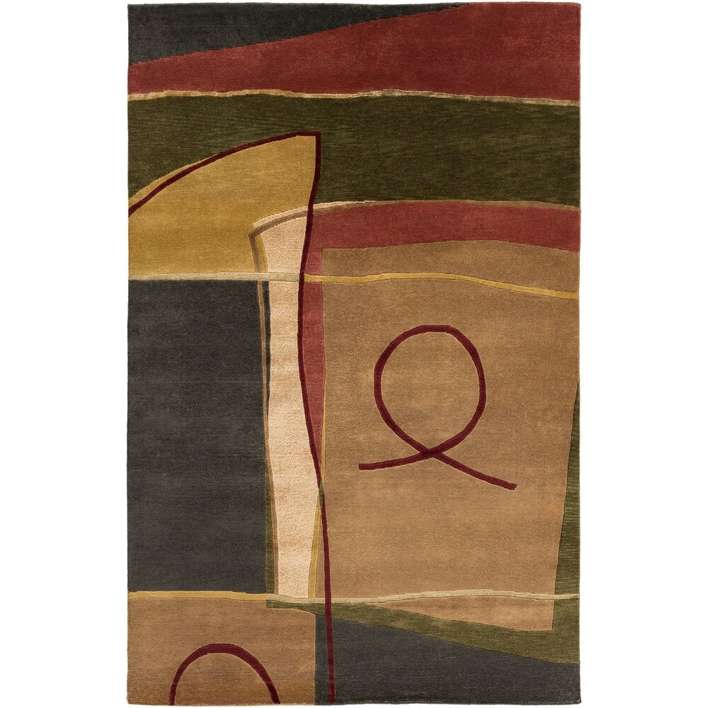 Hand-knotted Goondiwindi Carmel Abstract Geometric Wool Area Rug - 5' x 8'/Surplus