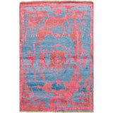 Hand-knotted Jules Ushak Blue Rug - 4'4 x 6'6