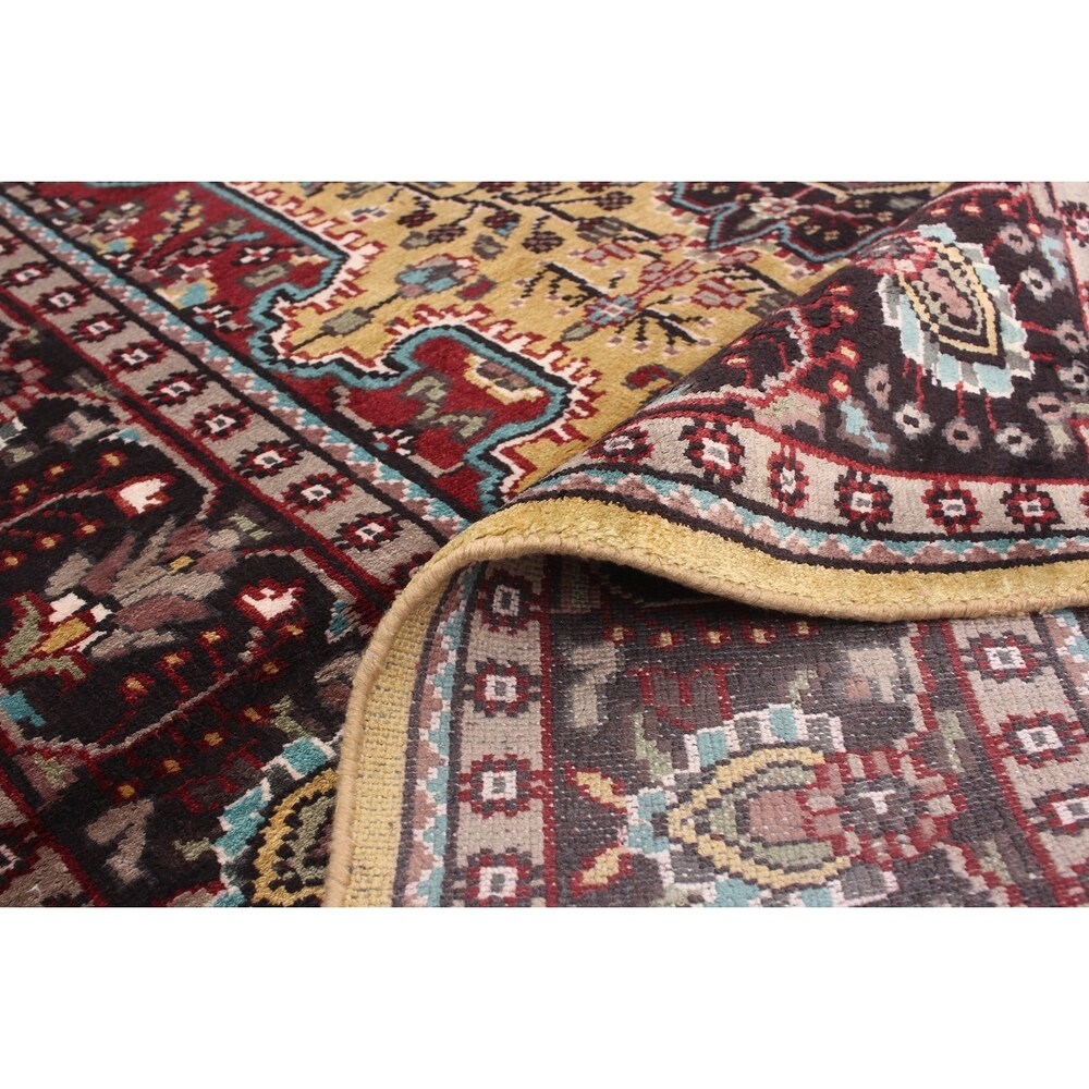 Hand-knotted Kashmir Grey, Khaki Silk Rug - ECARPETGALLERY - 4'3 x 6'0