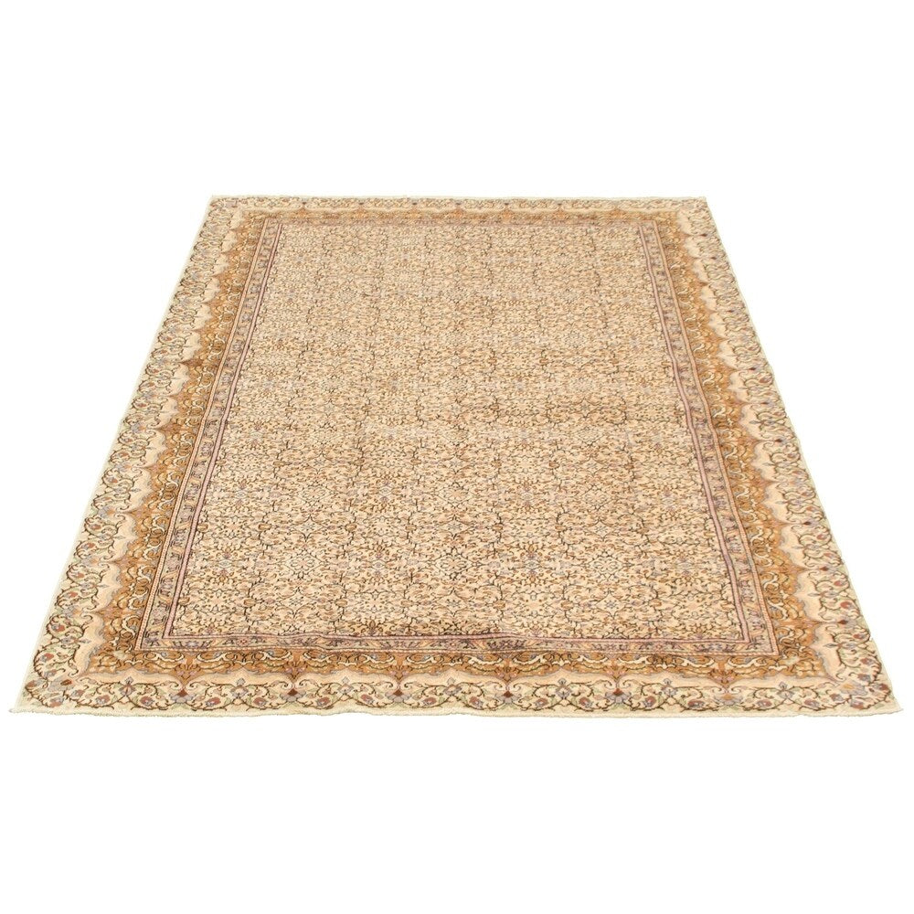 Hand-knotted Keisari Vintage Cream Wool Rug - 6'5" x 9'5"/6'5 x 9'5
