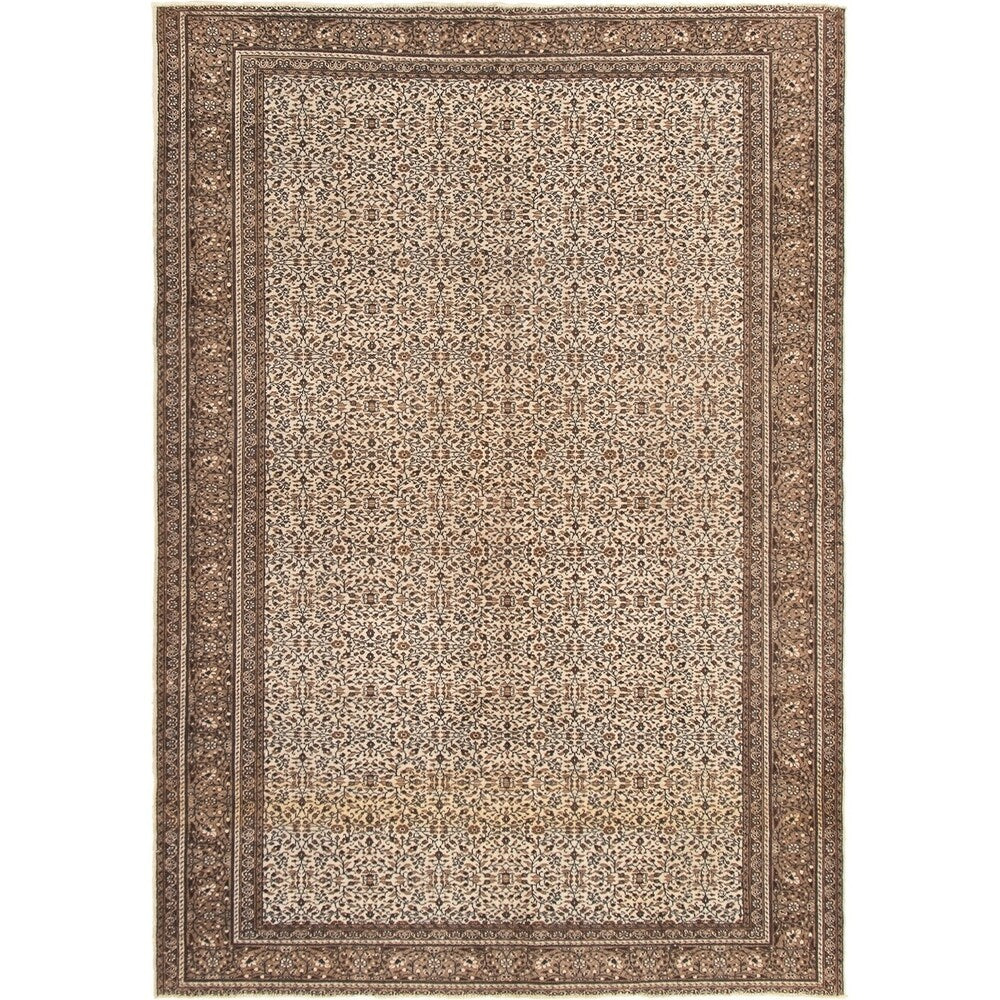 Hand-knotted Keisari Vintage Cream Wool Rug - 6'5 x 9'4