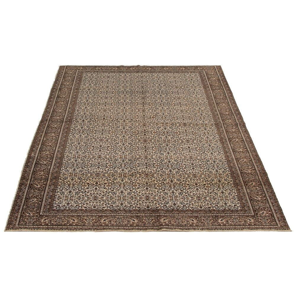 Hand-knotted Keisari Vintage Cream Wool Rug - 6'5 x 9'4