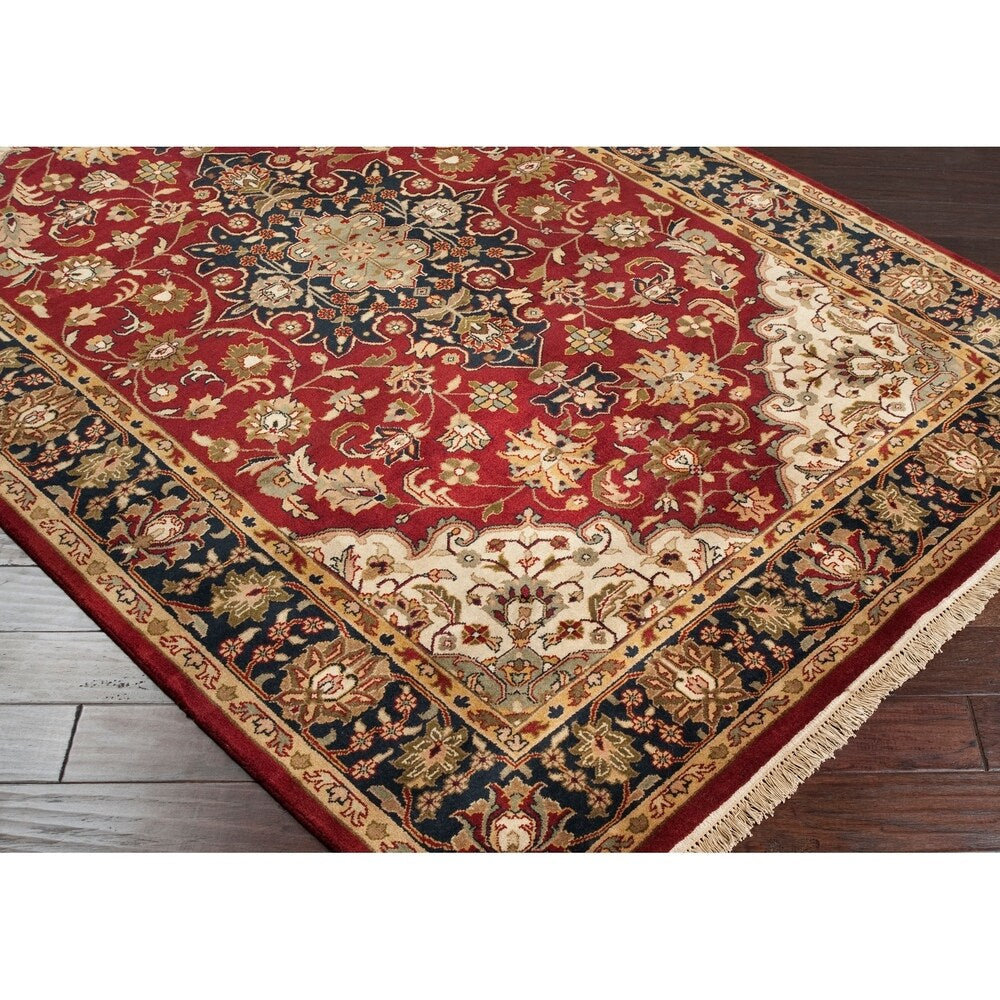 Hand-knotted Maine Ave Burgundy New Zealand Wool Area Rug - 2'6" x 8' Runner