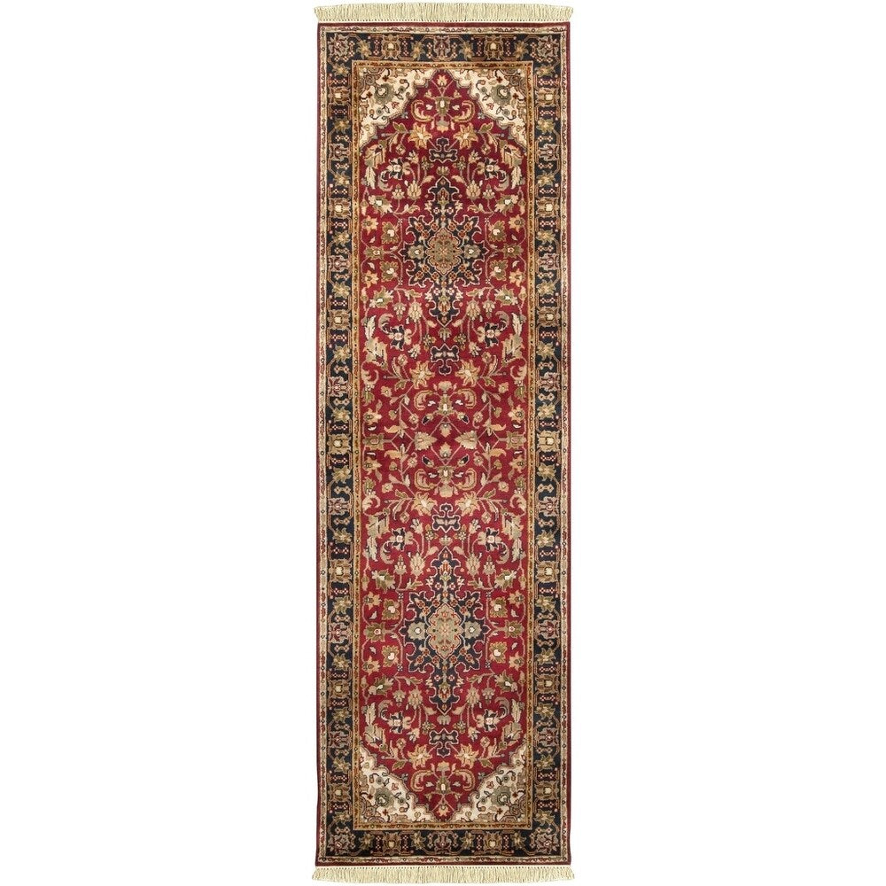 Hand-knotted Maine Ave Burgundy New Zealand Wool Area Rug - 2'6" x 8' Runner