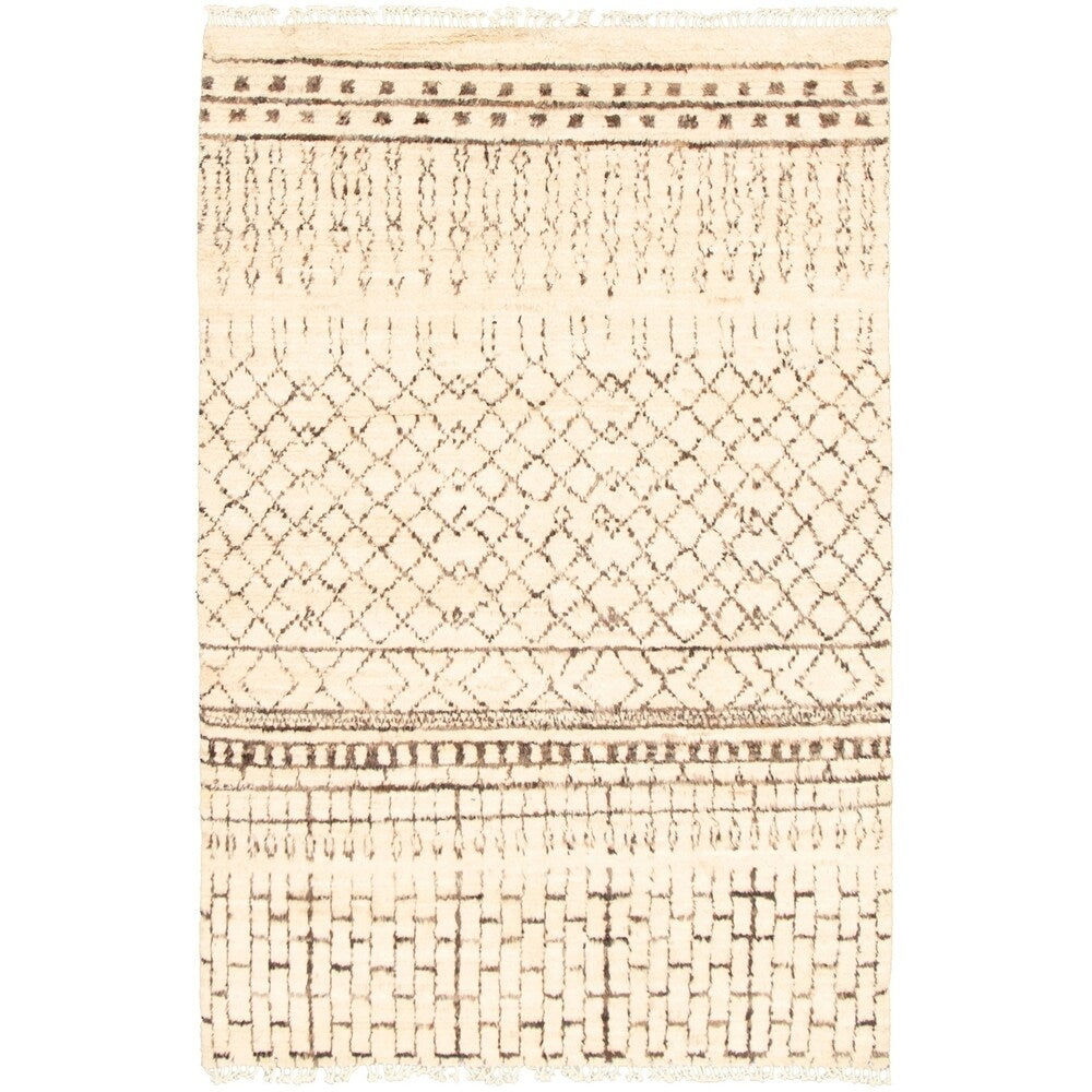 Hand-knotted Marrakech Ivory Wool Rug - 5'10 x 8'11/5'10" x 8'11",,,,