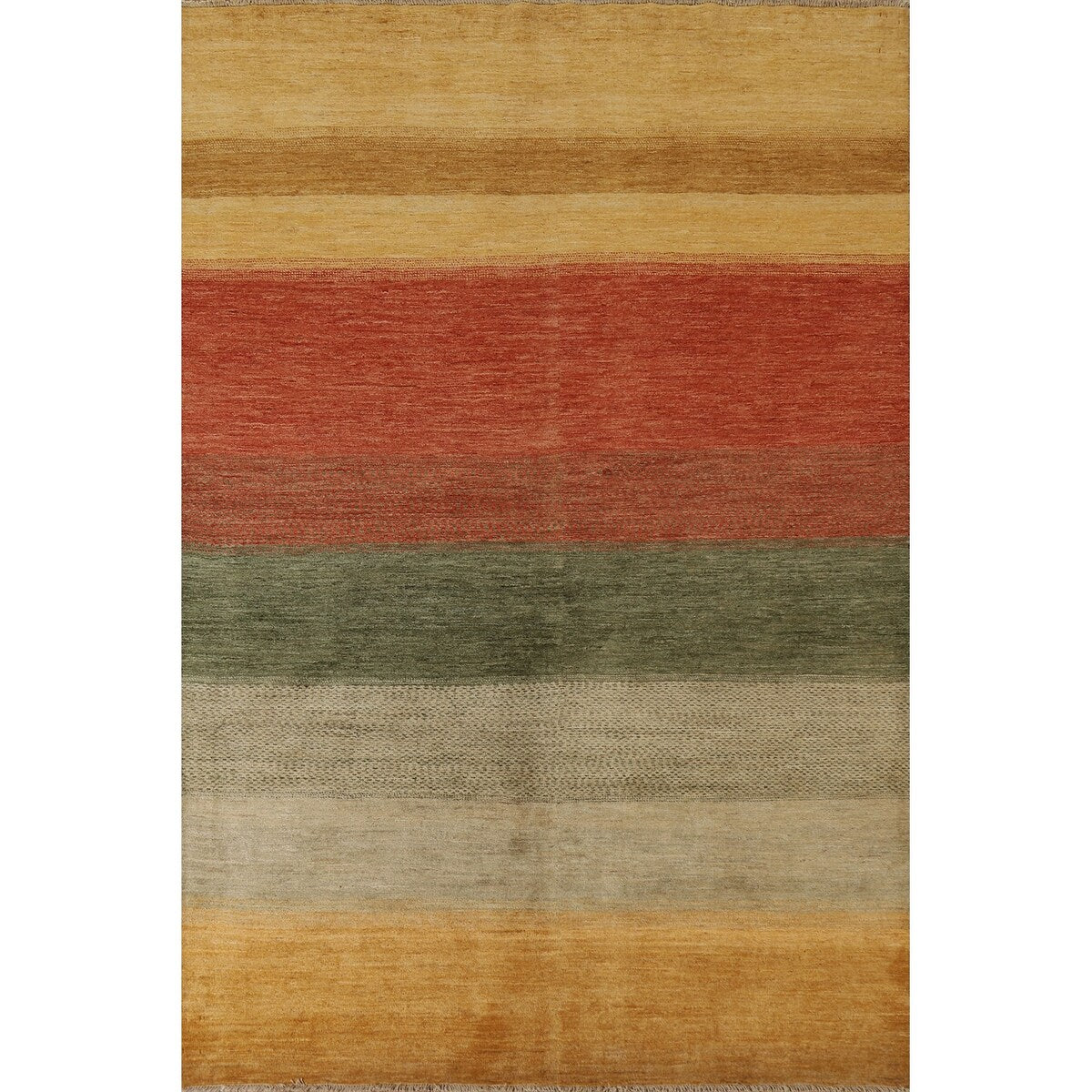 Hand-knotted Modern Gabbeh Kashkoli Striped Area Rug - 6'6''x 8'9''