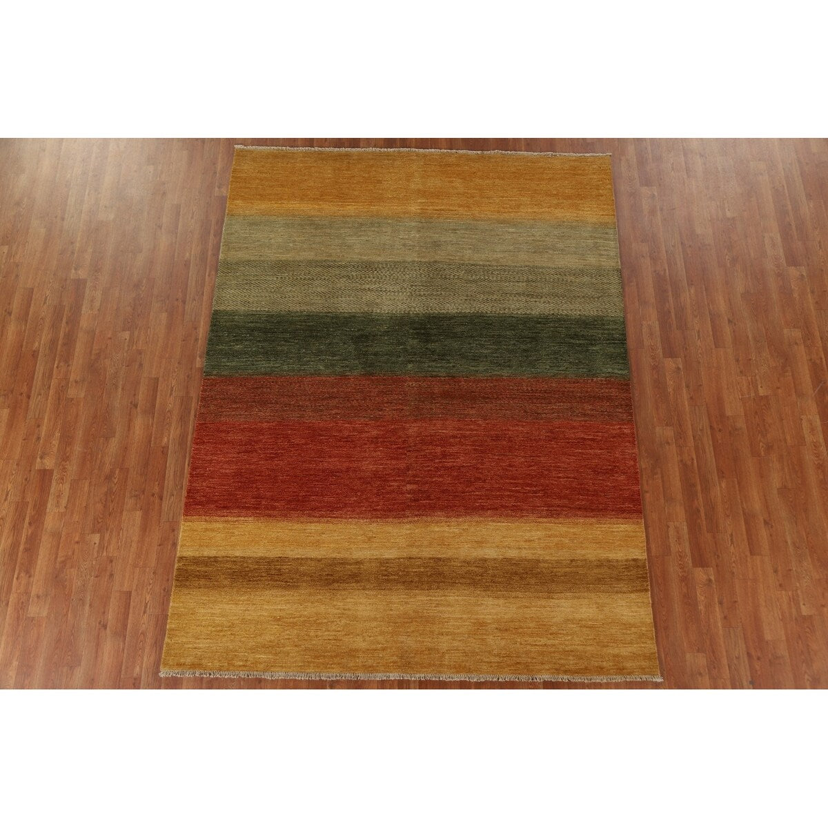 Hand-knotted Modern Gabbeh Kashkoli Striped Area Rug - 6'6''x 8'9''
