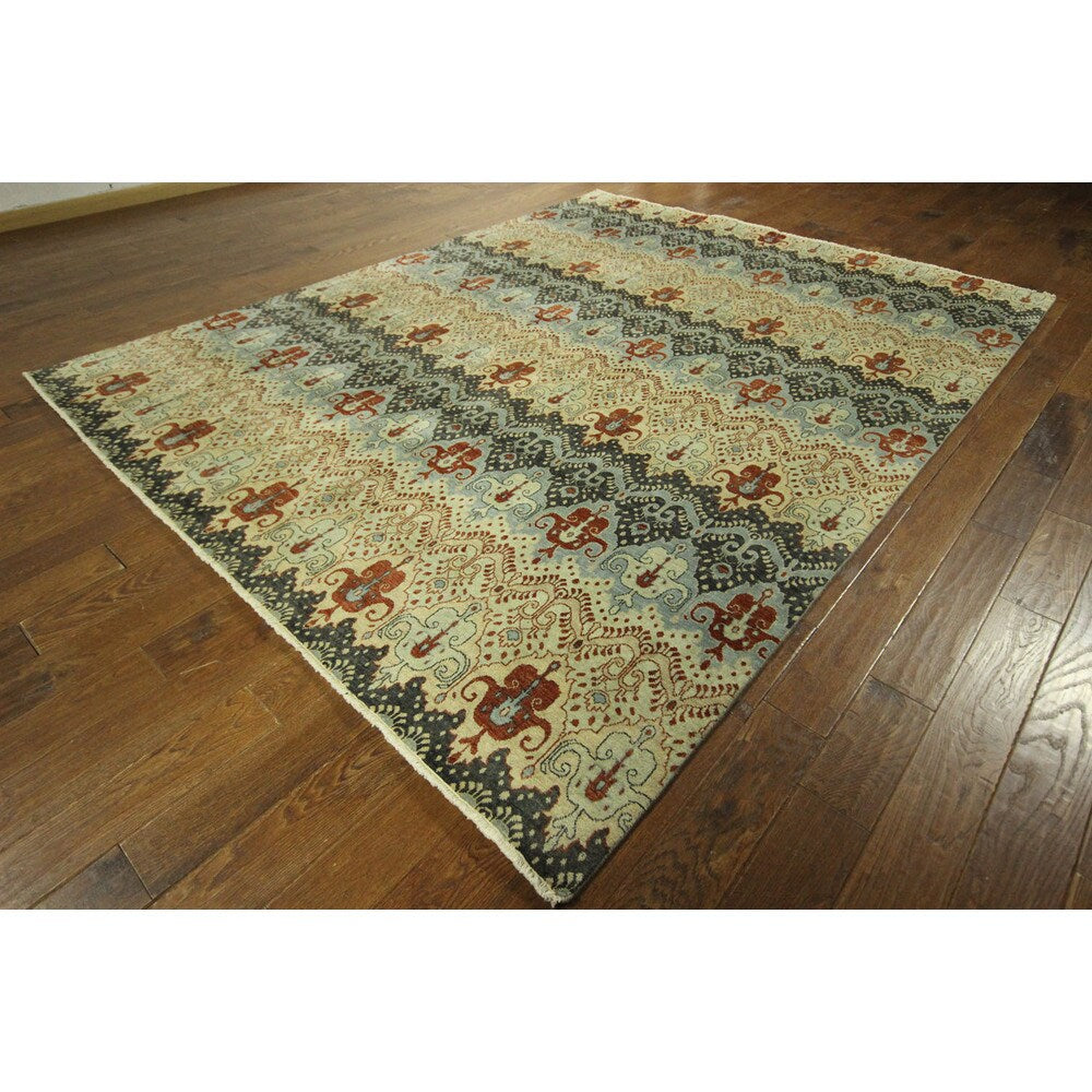 Hand-knotted Oriental Chobi Wool Multi-colored Area Rug (8' X 10')