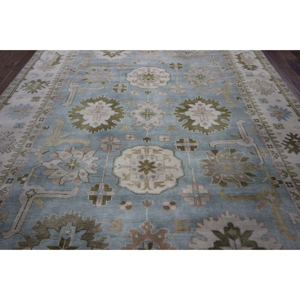 Hand-knotted Persian Collection Oriental Blue Oushak Wool Area Rug (8' x 10')