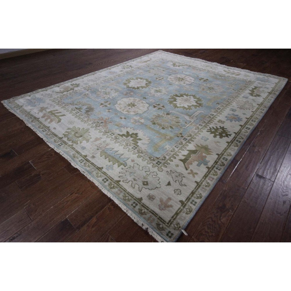 Hand-knotted Persian Collection Oriental Blue Oushak Wool Area Rug (8' x 10')