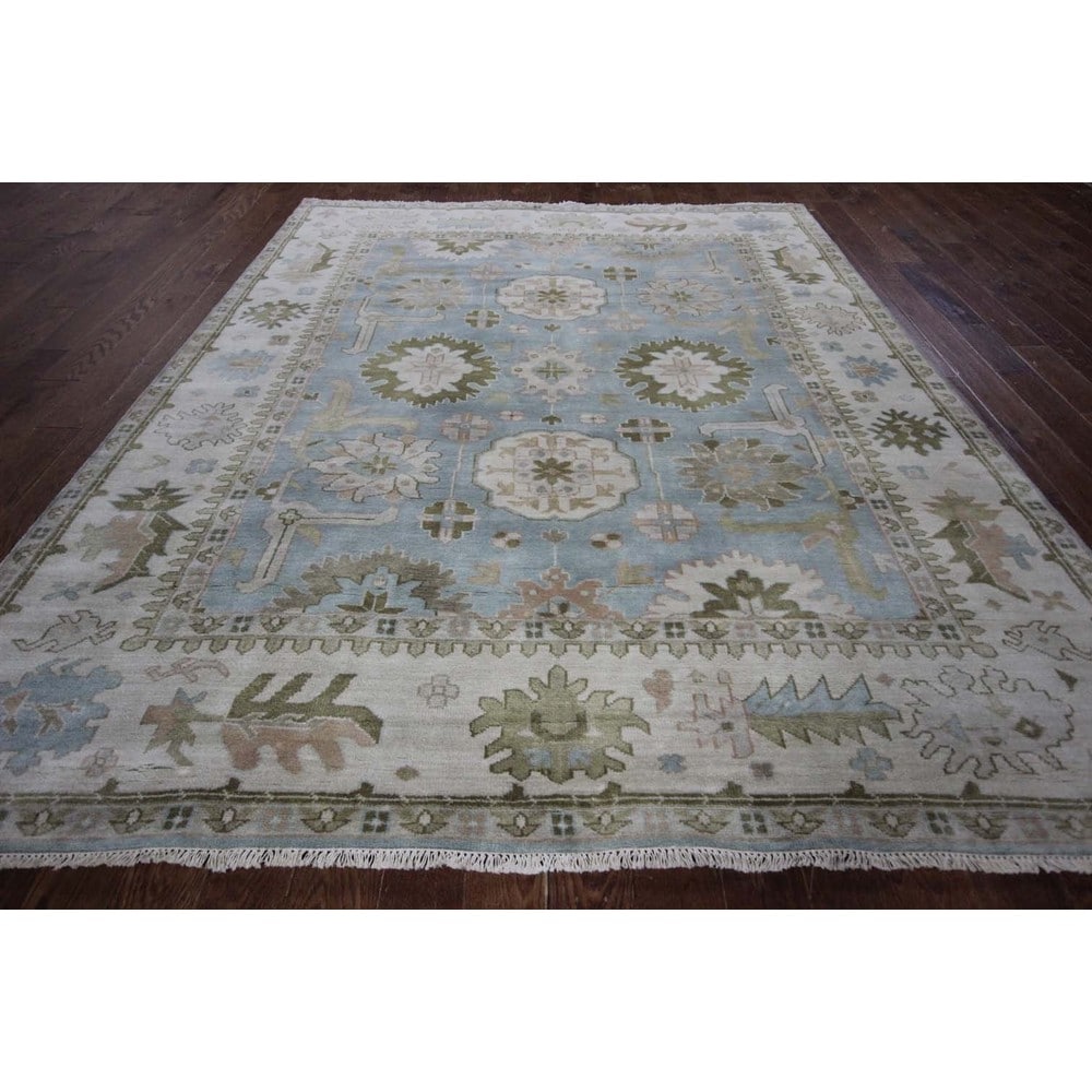 Hand-knotted Persian Collection Oriental Blue Oushak Wool Area Rug (8' x 10')