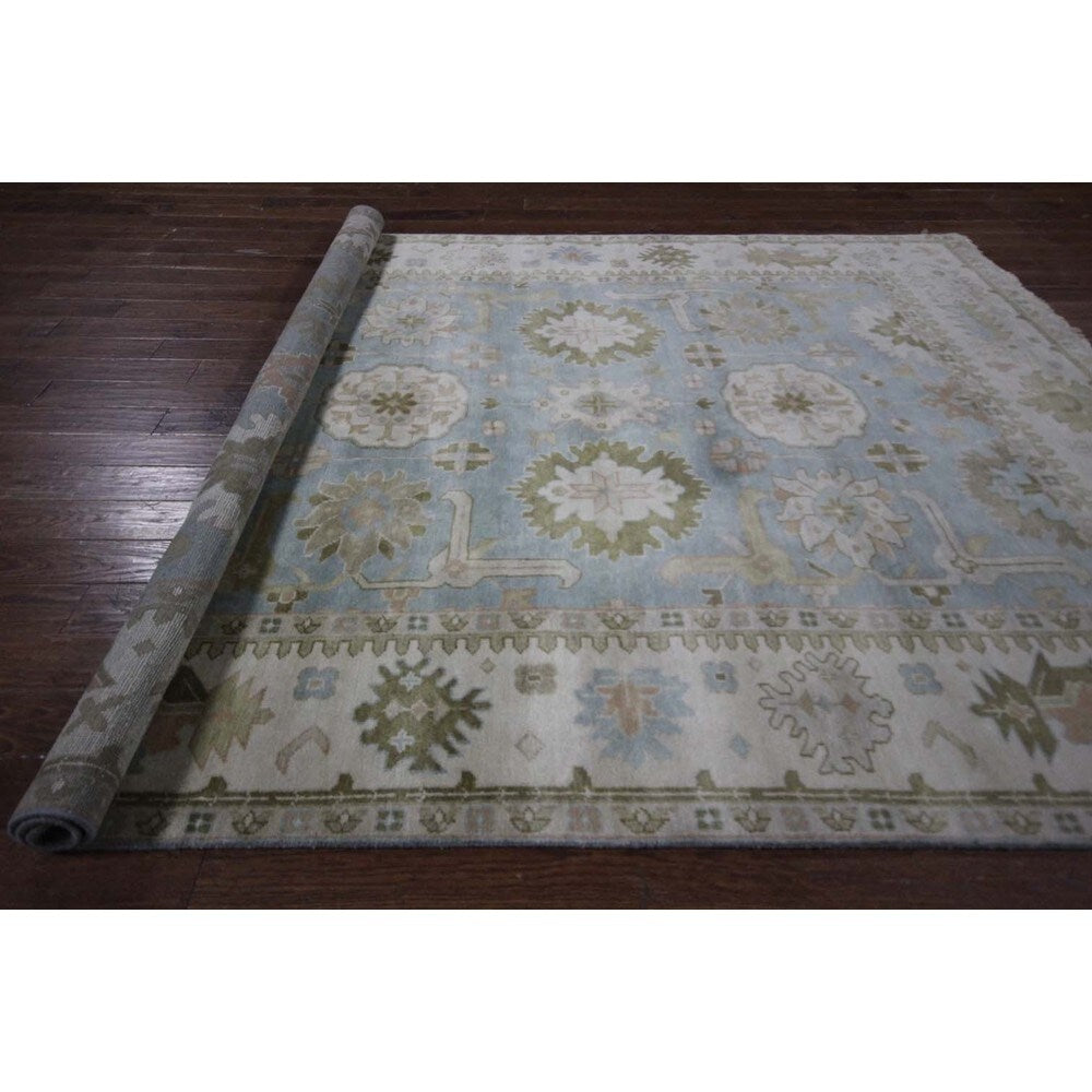 Hand-knotted Persian Collection Oriental Blue Oushak Wool Area Rug (8' x 10')