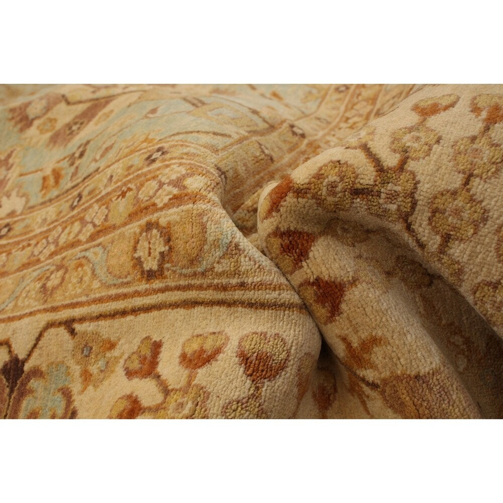 Hand-knotted Peshawar Oushak Blue Wool Rug - 9'10 x 13'6