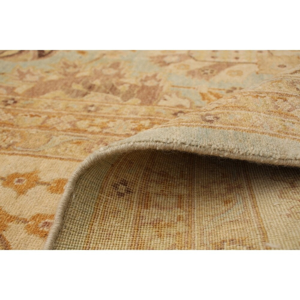 Hand-knotted Peshawar Oushak Blue Wool Rug - 9'10 x 13'6