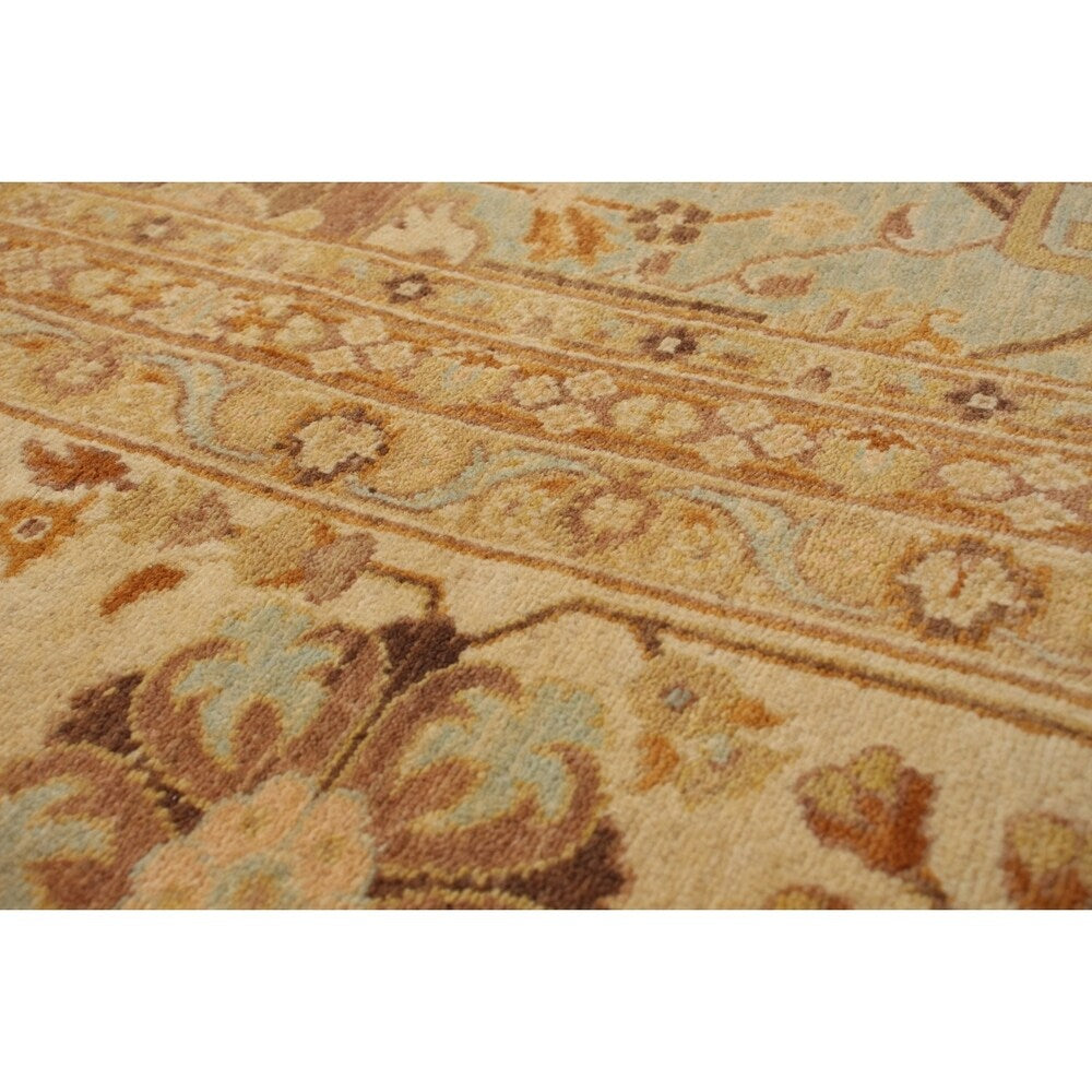 Hand-knotted Peshawar Oushak Blue Wool Rug - 9'10 x 13'6