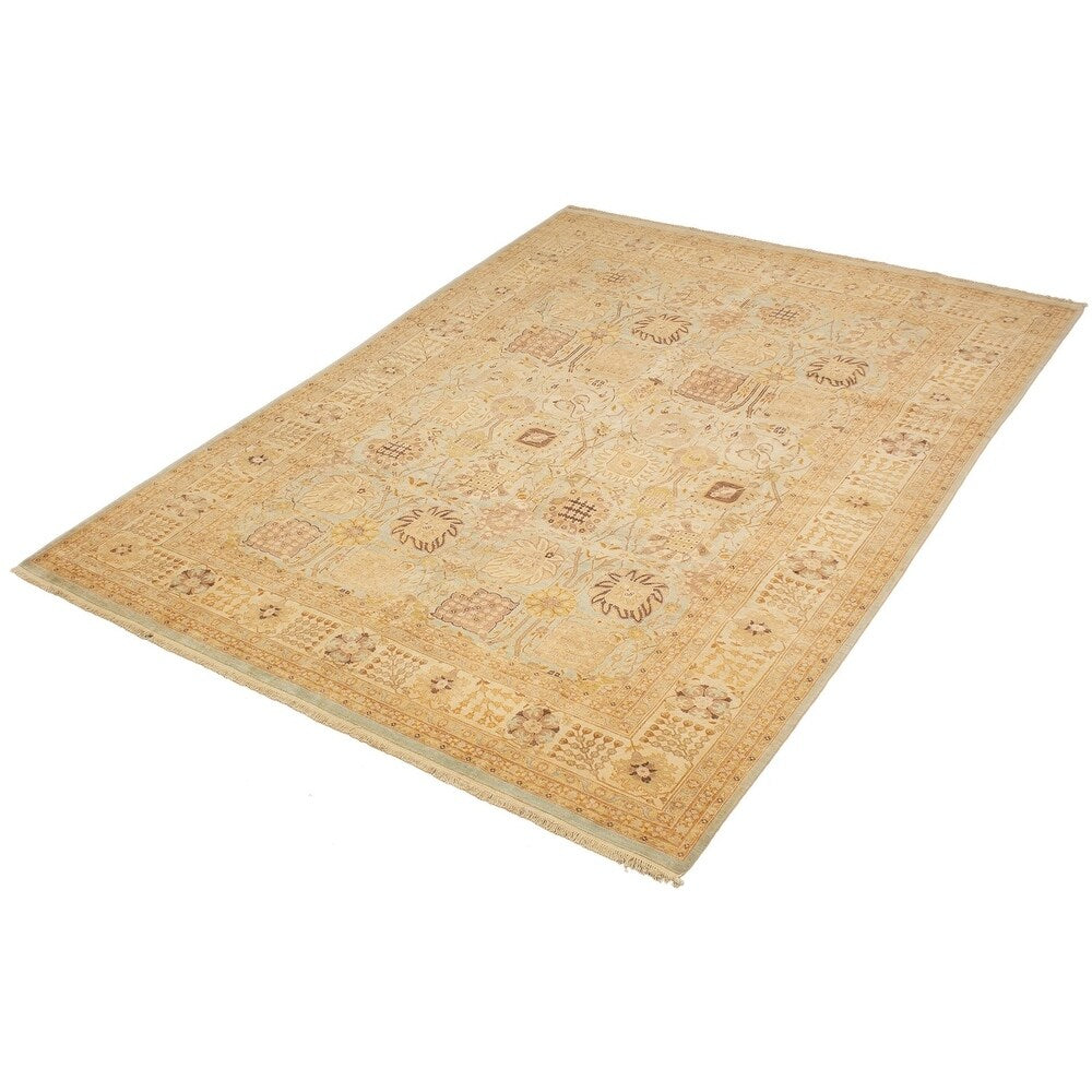 Hand-knotted Peshawar Oushak Blue Wool Rug - 9'10 x 13'6