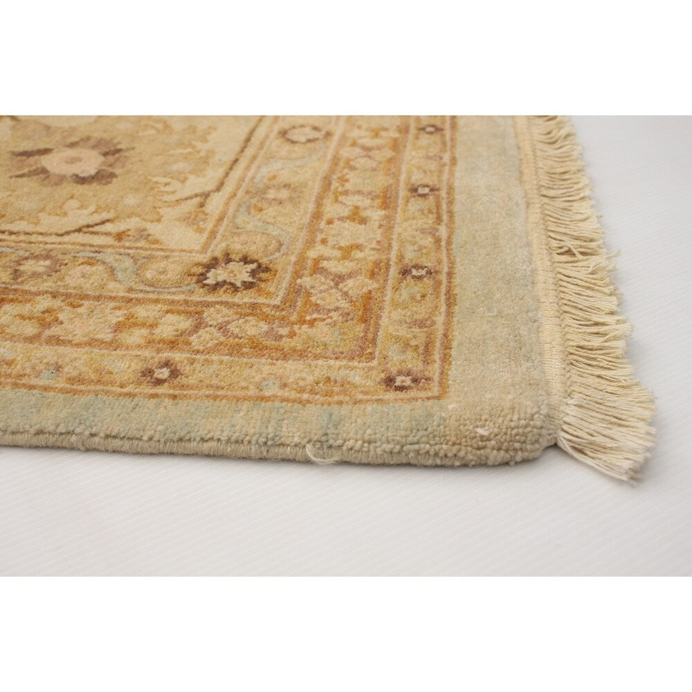Hand-knotted Peshawar Oushak Blue Wool Rug - 9'10 x 13'6