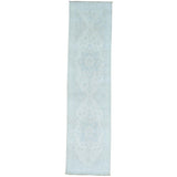 Hand-knotted Pure Wool Ivory Silver Wash Runner Oushak Rug (2'6 x 9'9)