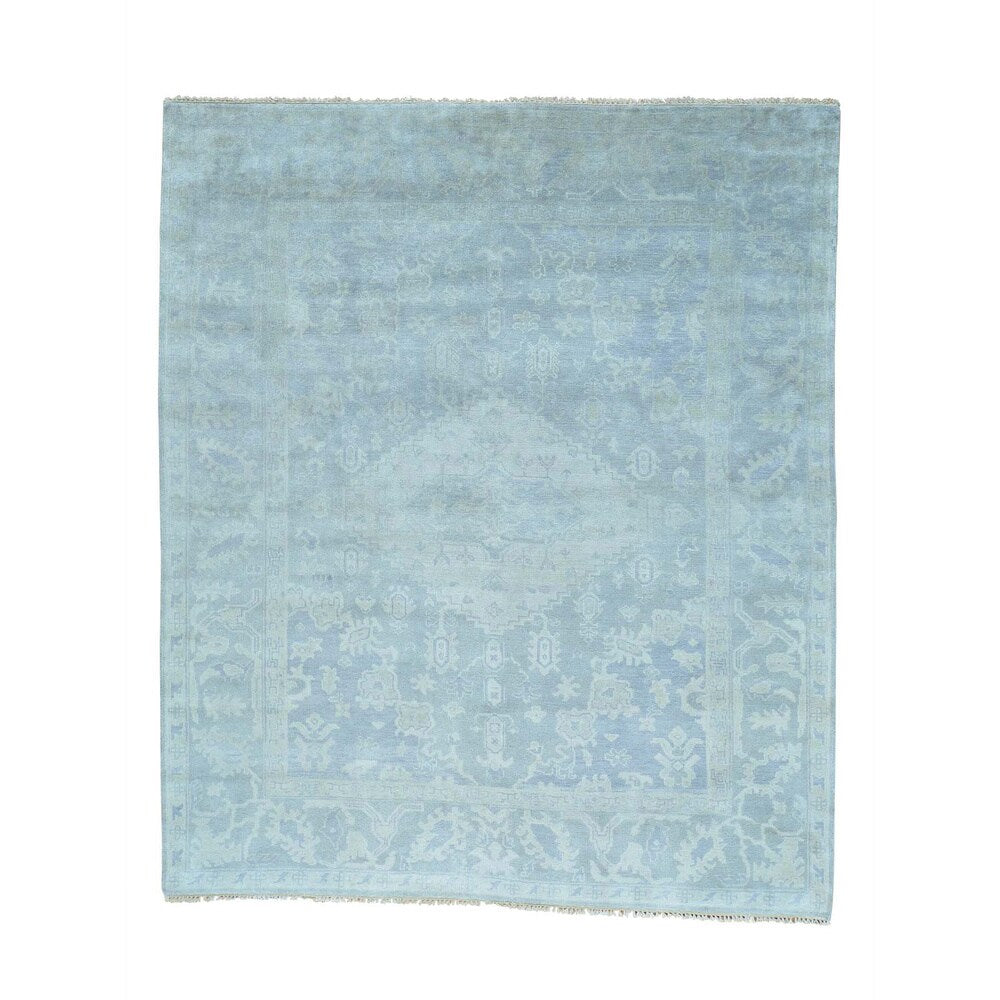 Hand-knotted Pure Wool Silver Wash Oushak Oriental Rug (8'3 x 9'8)