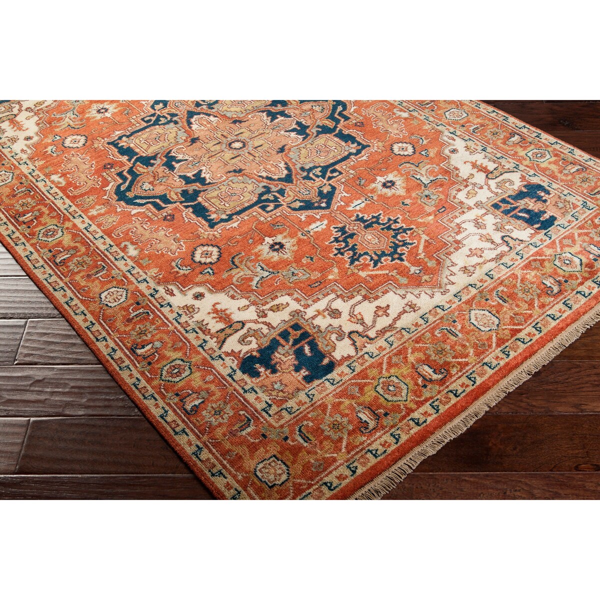 Hand-knotted Red Decatner Wool Area Rug - 5'6" x 8'6" - 5'6" x 8'6"