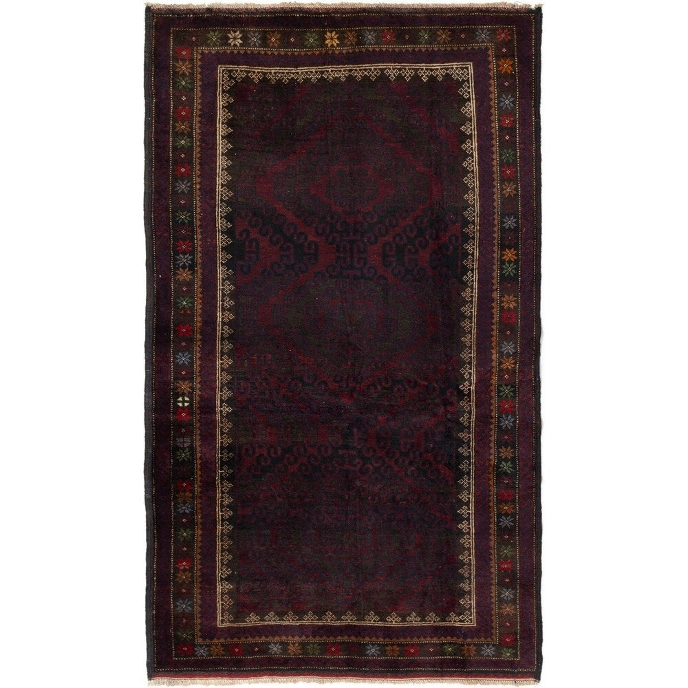 Hand-knotted Rizbaft Red Wool Rug - 3'11 x 6'7/3'11" x 6'7"