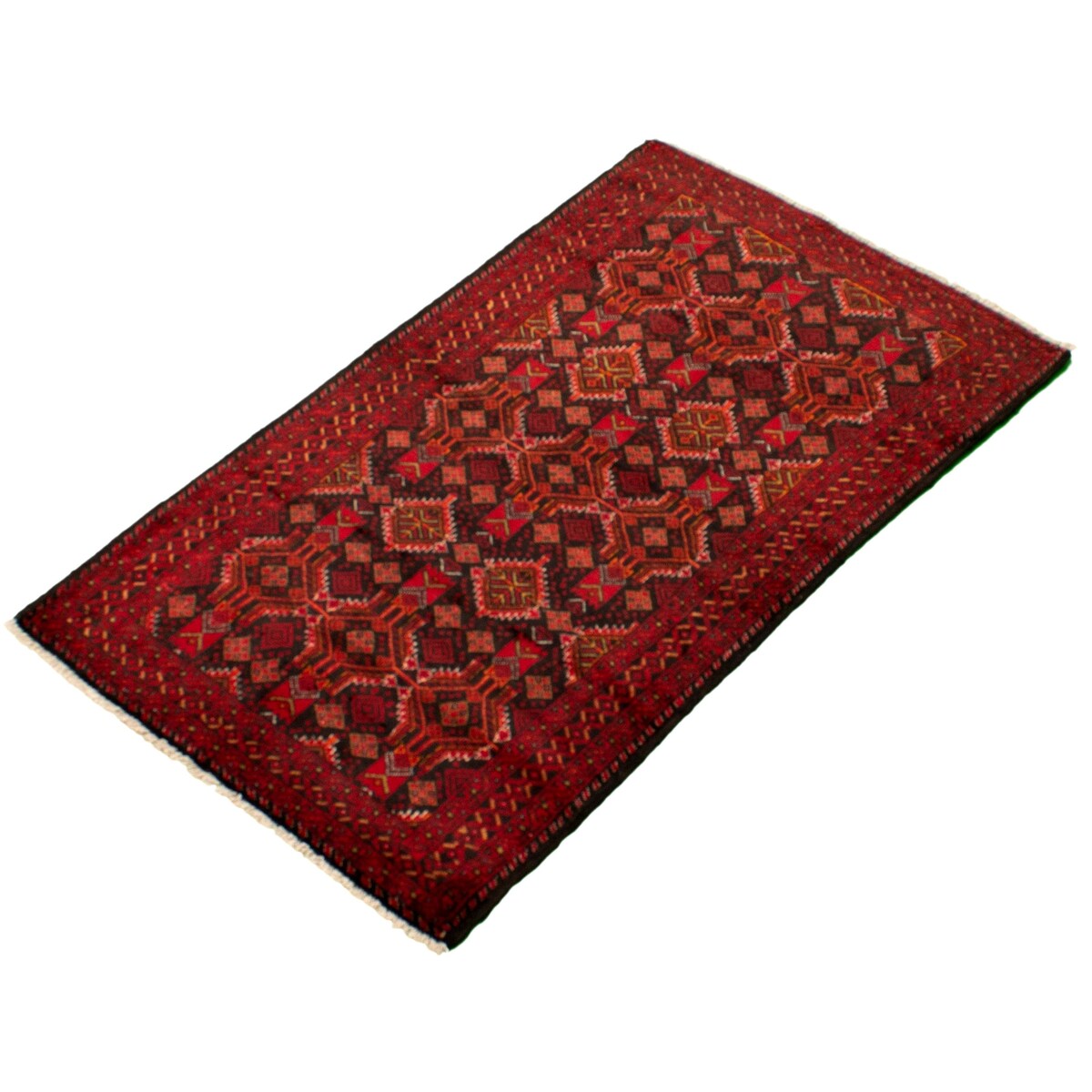 Hand-knotted Rizbaft Red Wool Rug - 3'5" x 6'4"