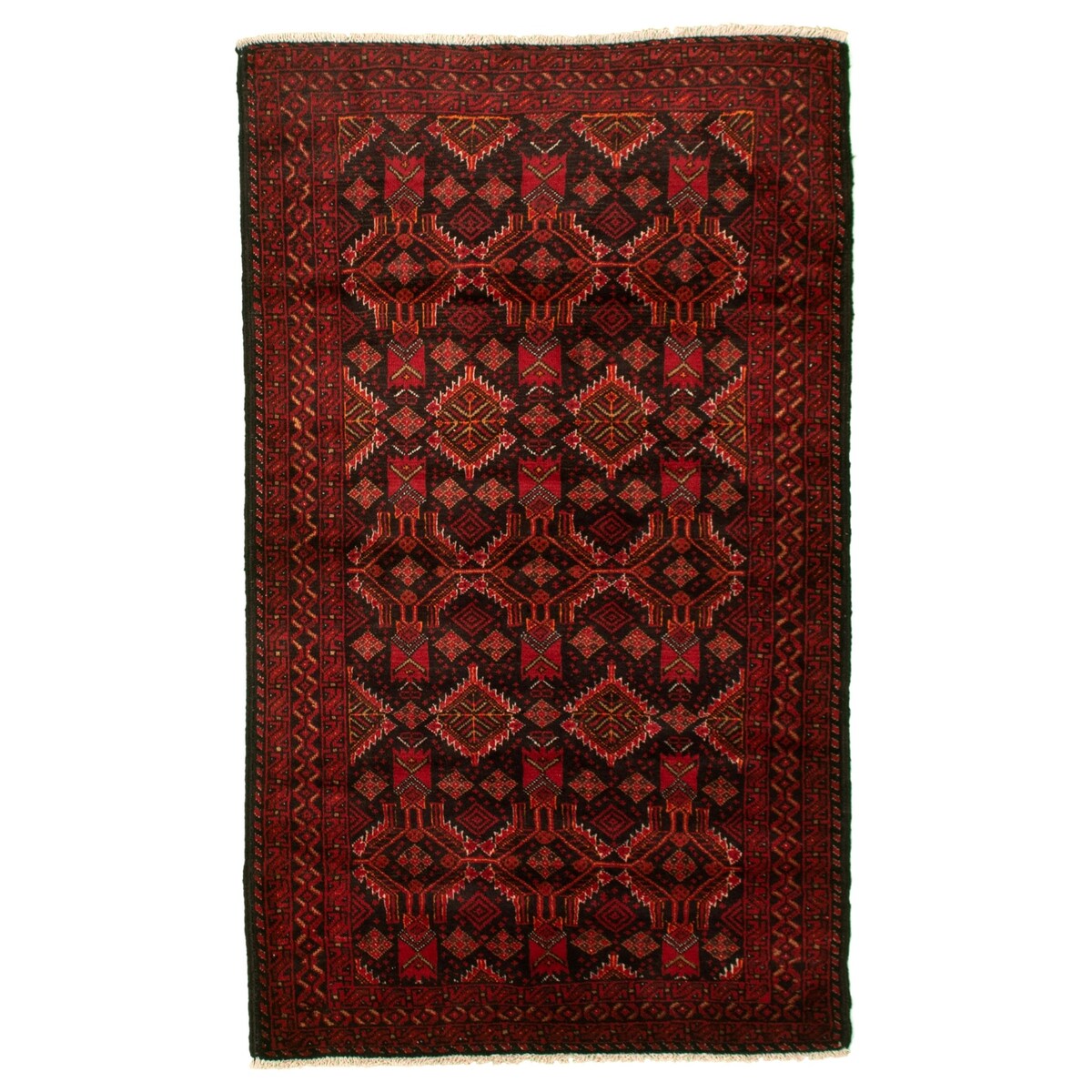 Hand-knotted Rizbaft Red Wool Rug - 3'5" x 6'4