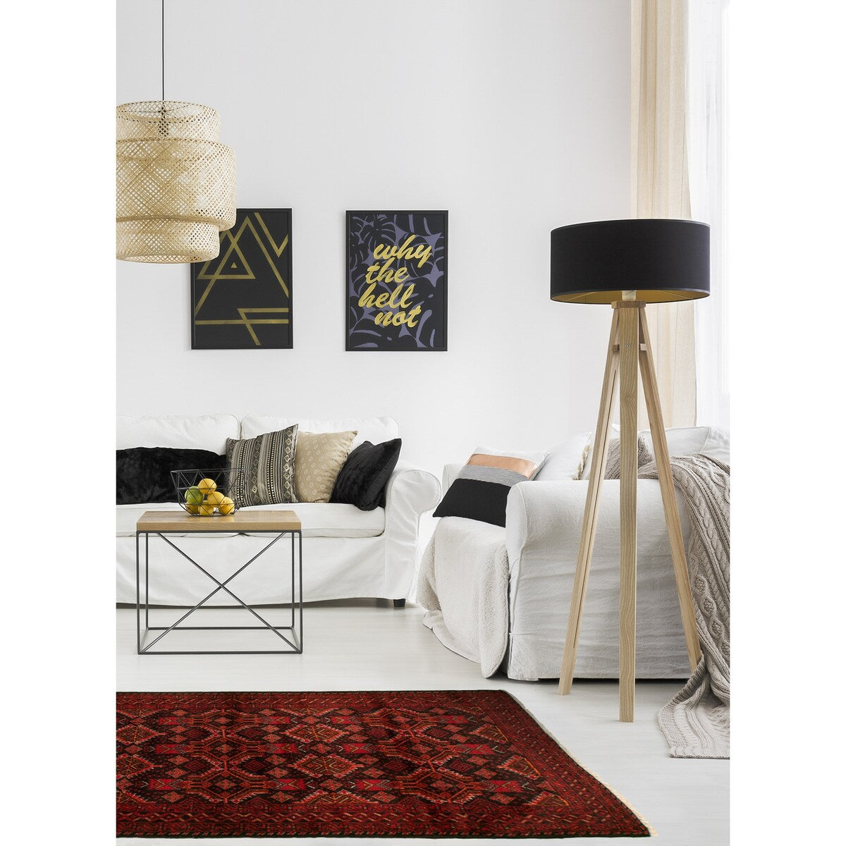 Hand-knotted Rizbaft Red Wool Rug - 3'5" x 6'4"