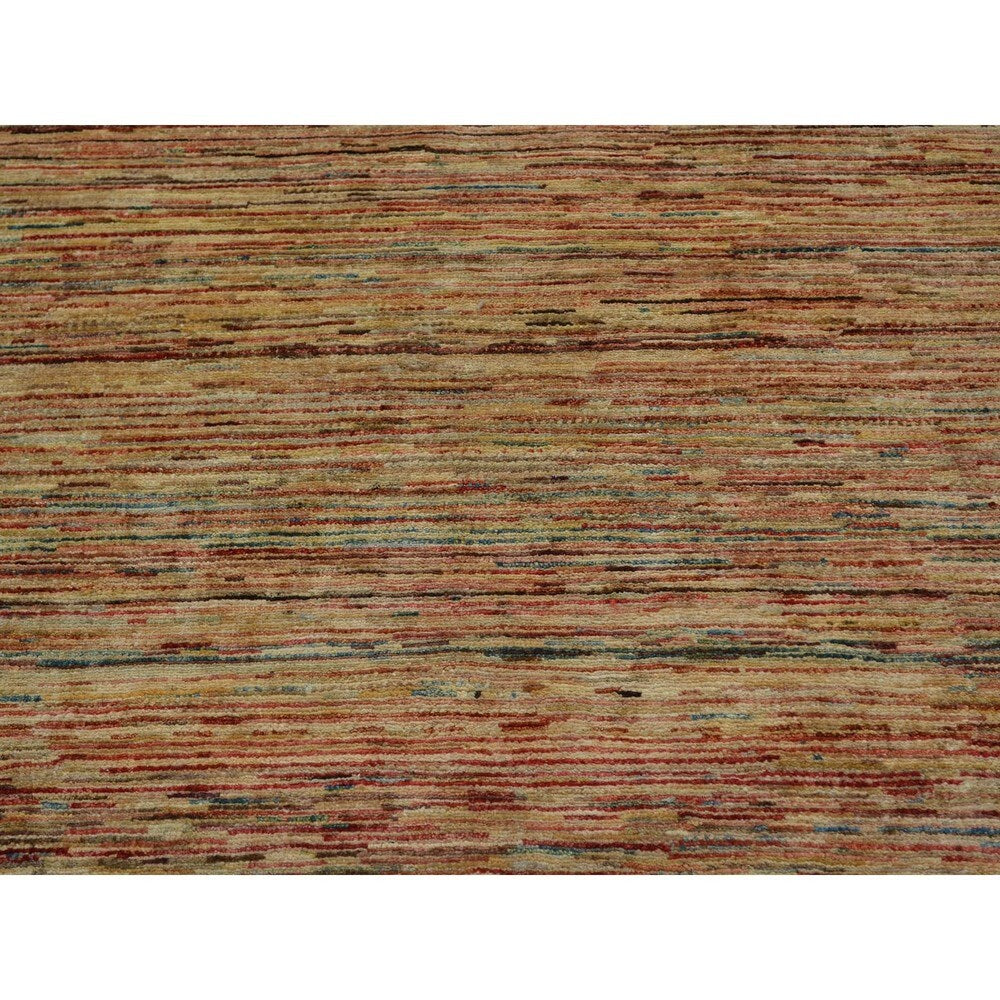 Hand-knotted Striped Peshawar Gabbeh Oriental Rug (6'5 x 9'8) - Multi-color