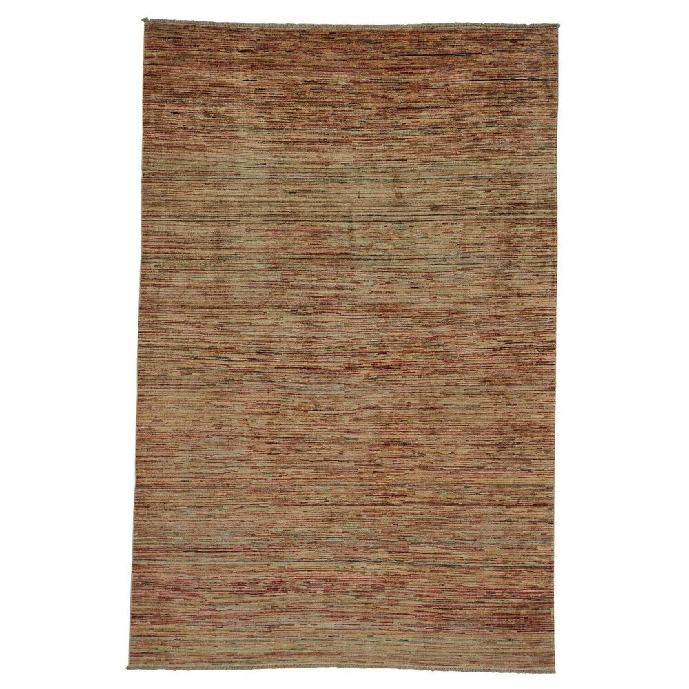 Hand-knotted Striped Peshawar Gabbeh Oriental Rug (6'5 x 9'8) - Multi-color