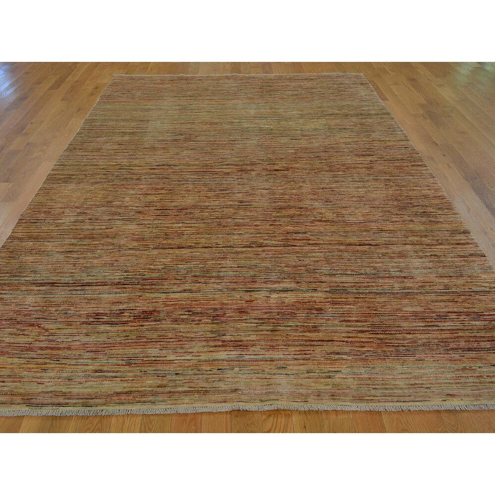 Hand-knotted Striped Peshawar Gabbeh Oriental Rug (6'5 x 9'8) - Multi-color