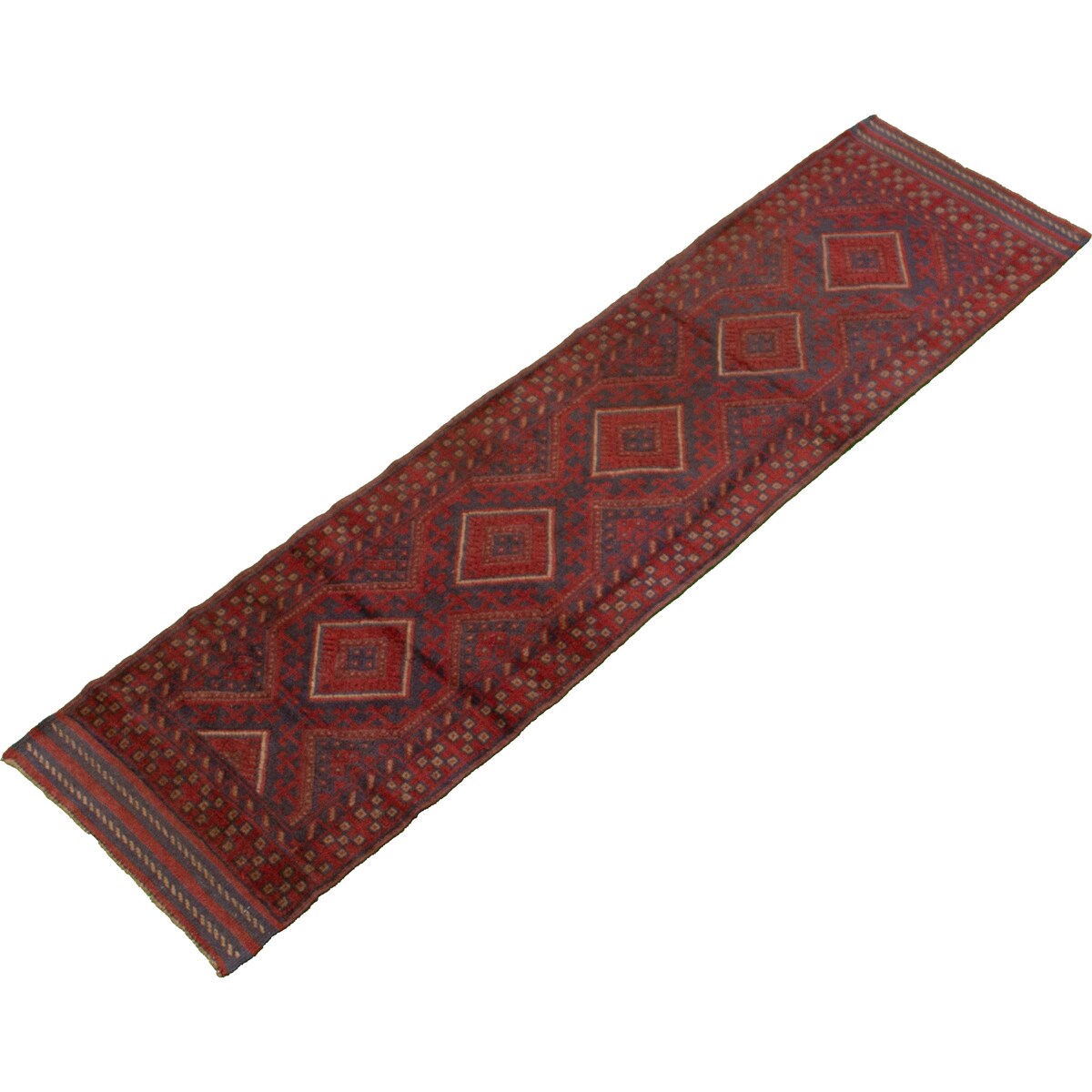 Hand-knotted Tajik Caucasian Red Wool Rug - 2'1 x 8'3