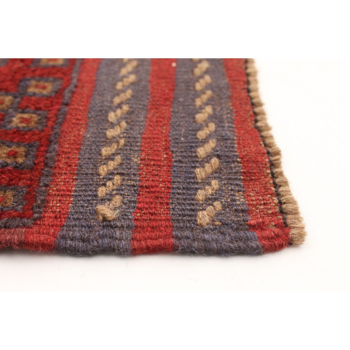 Hand-knotted Tajik Caucasian Red Wool Rug - 2'1 x 8'3
