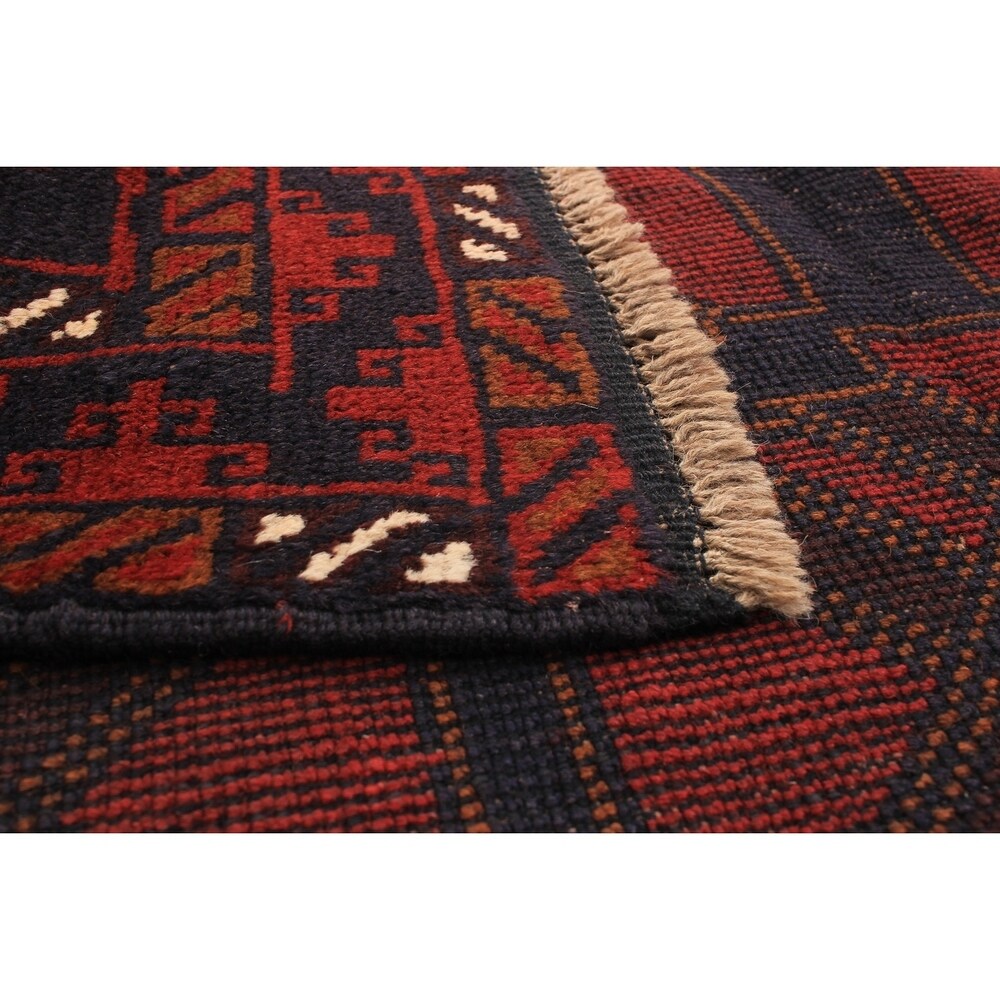 Hand-knotted Teimani Navy, Red Wool Rug - 3'6 x 5'10